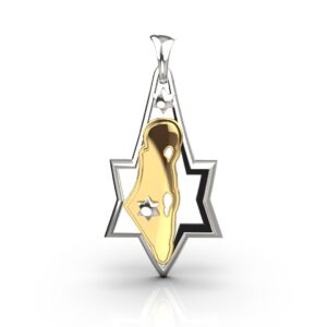 Star of David Pendant and Map of Israel in Gold and Silver