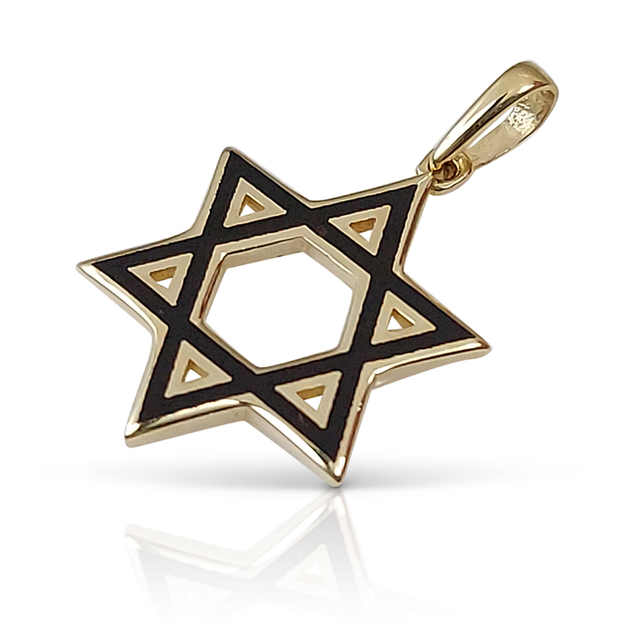 Gold-Star-of-David-pendant-with-black-enamel-1