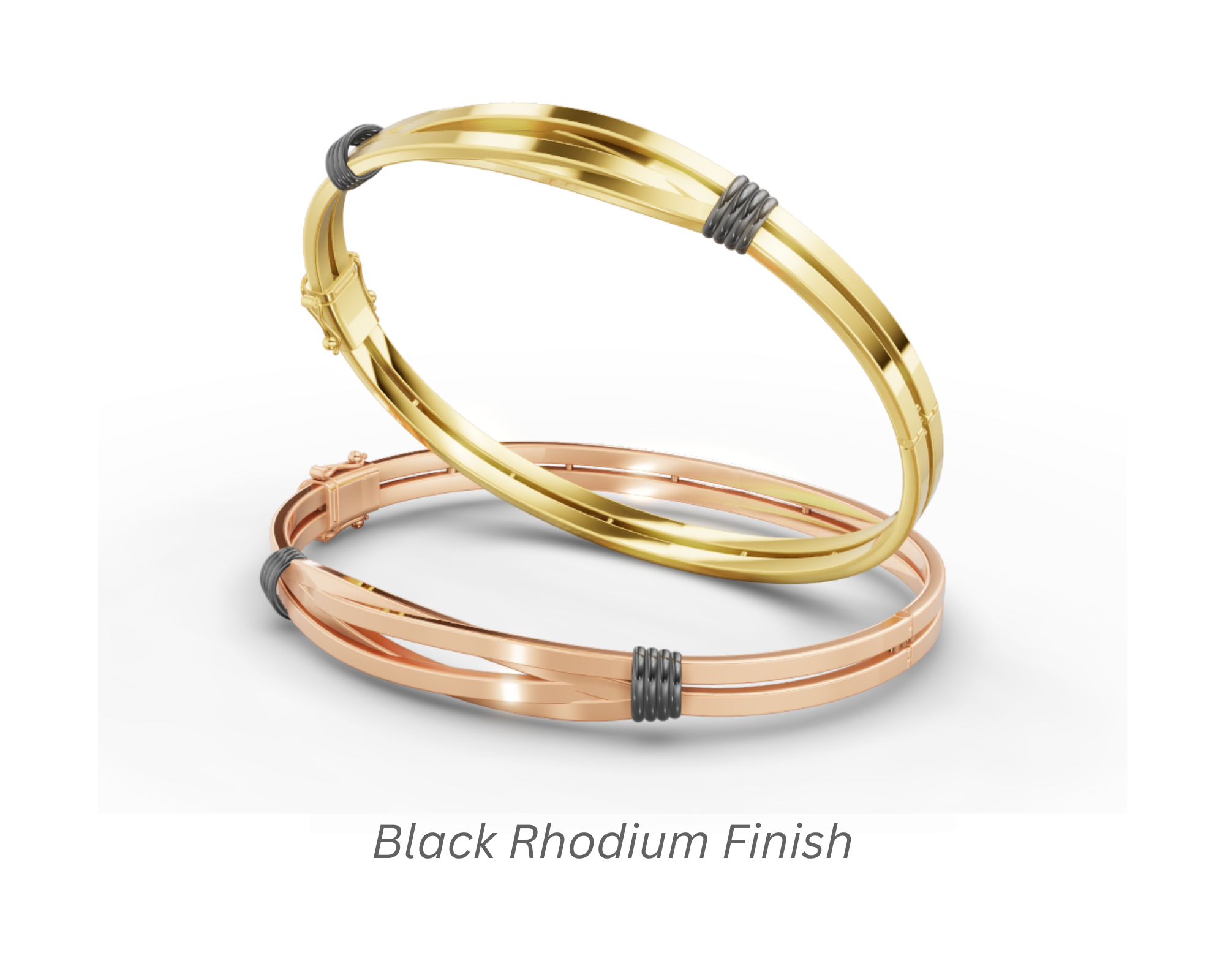 Black Rhodium Finish on natural gold colors